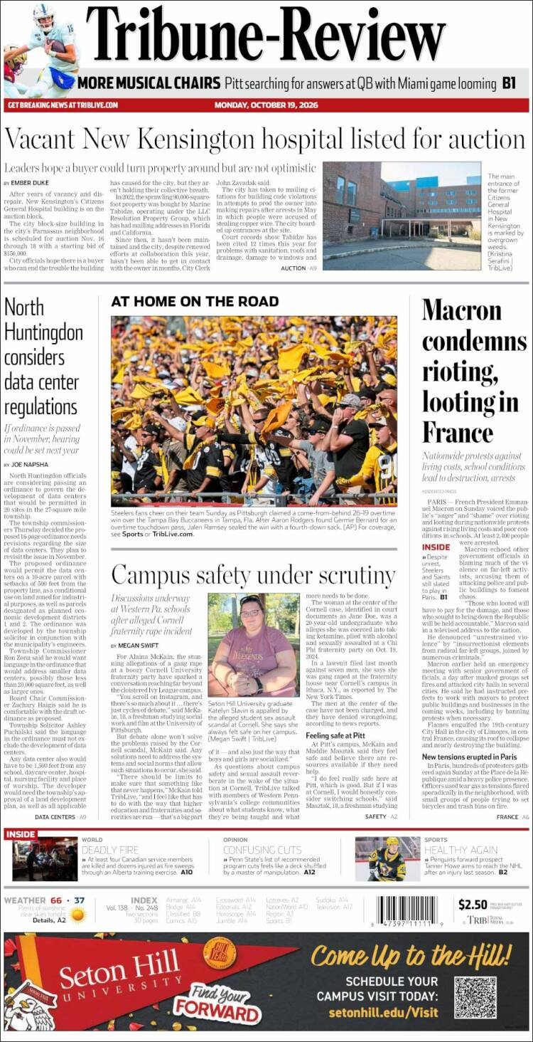 Portada de Tribune-Review (USA)