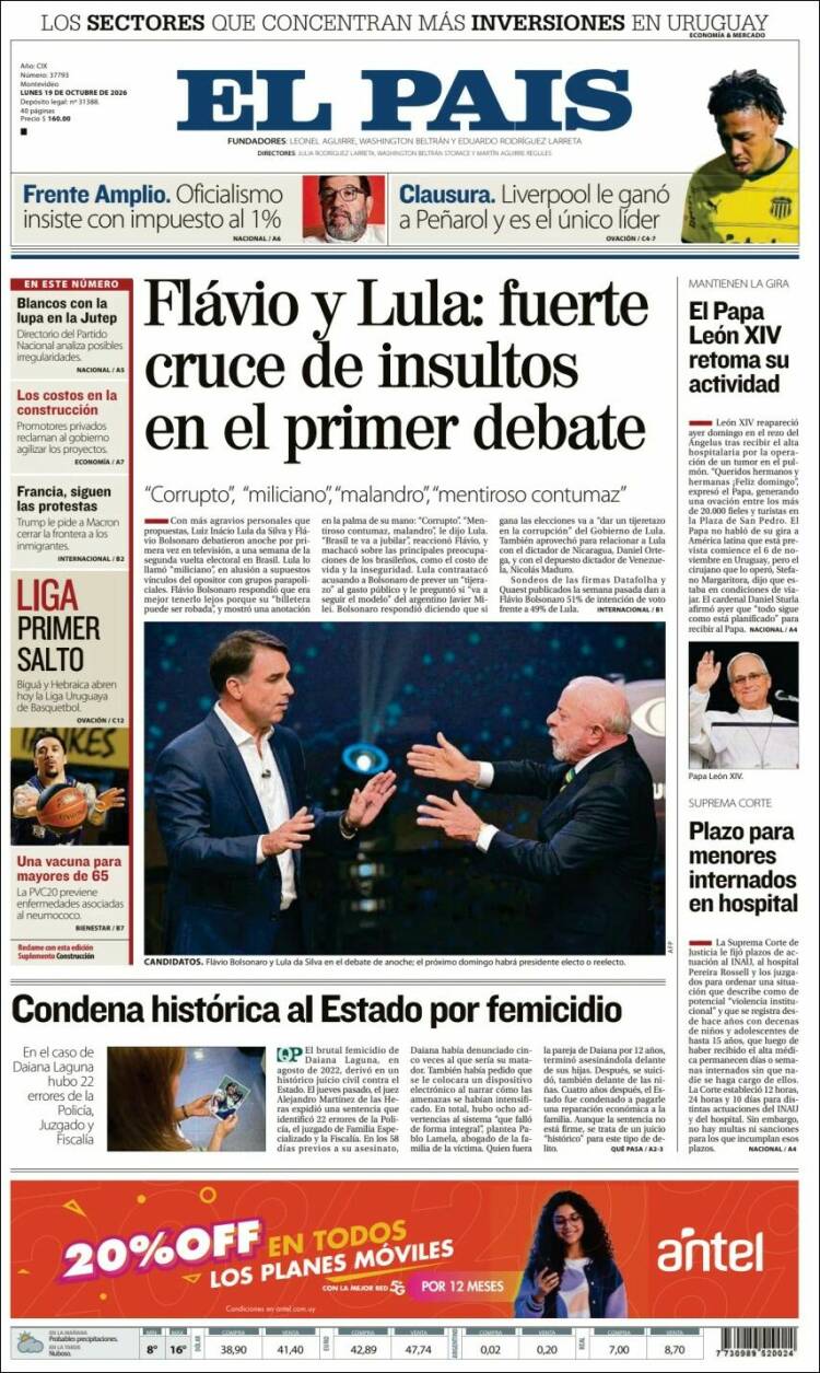 Portada de El País (Uruguay)