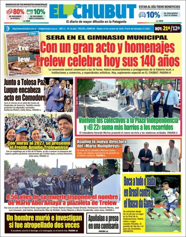 Portada de El Chubut (Argentina)