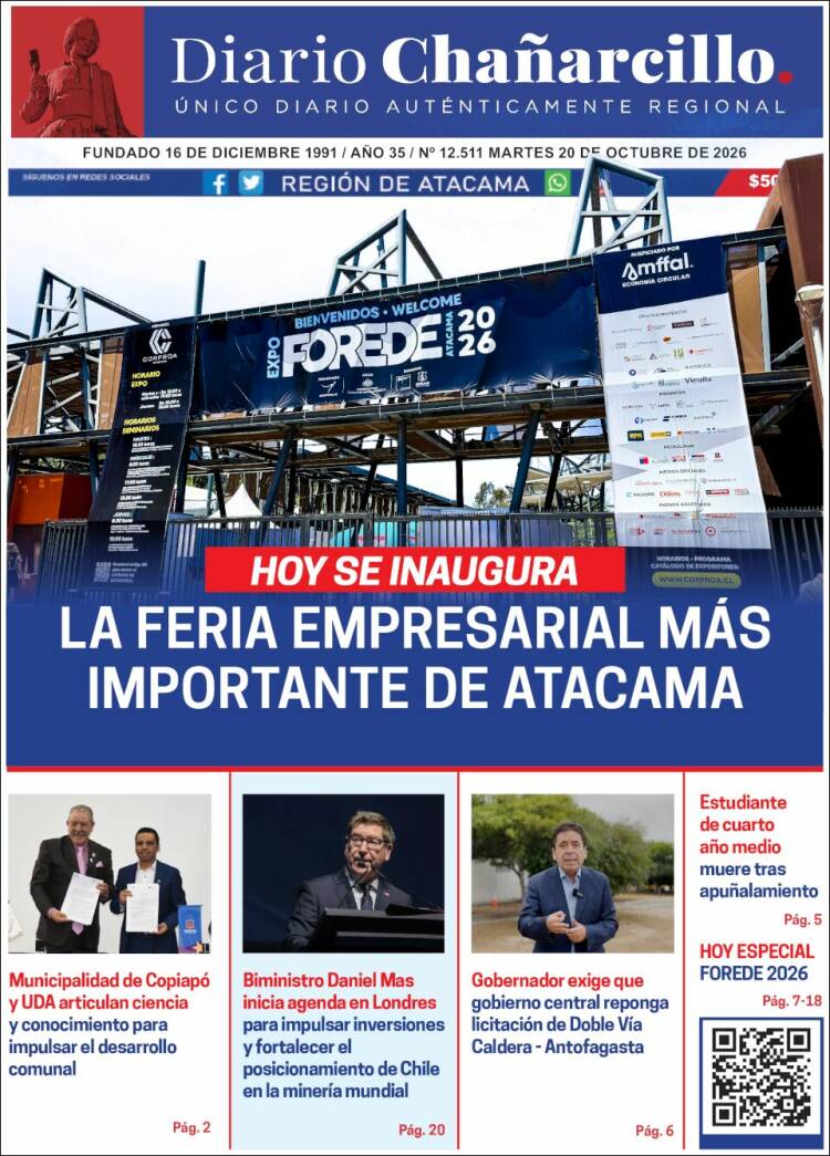 Portada de Diario Chañarcillo (Chile)