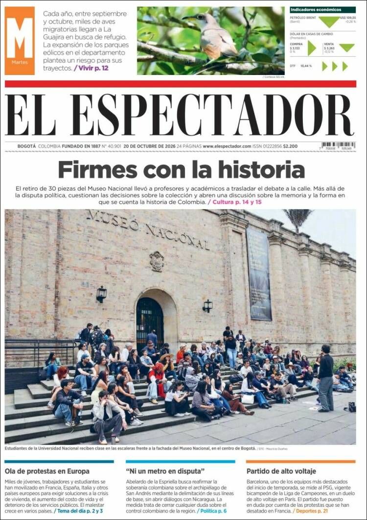 Portada de El Espectador (Colombia)