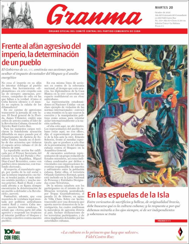 Portada de Granma (Cuba)