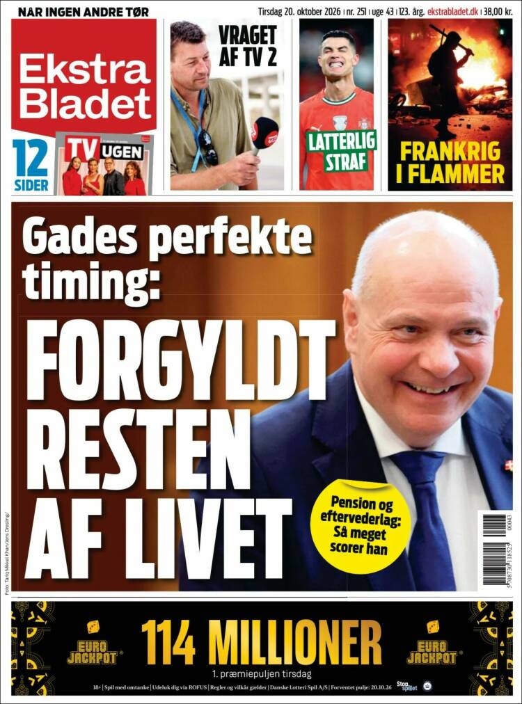 Portada de Ekstra Bladet (Dinamarca)
