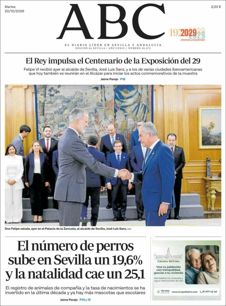 Portada de ABC - Sevilla (Espa&ntilde;a)