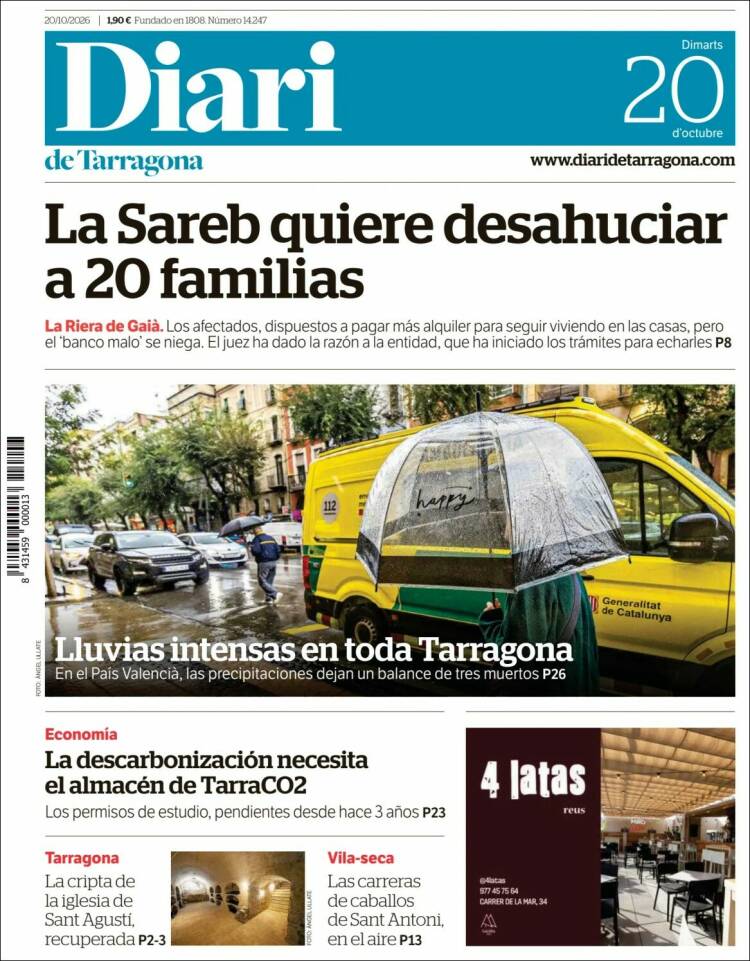 Portada de Diari de Tarragona (Espa&ntilde;a)