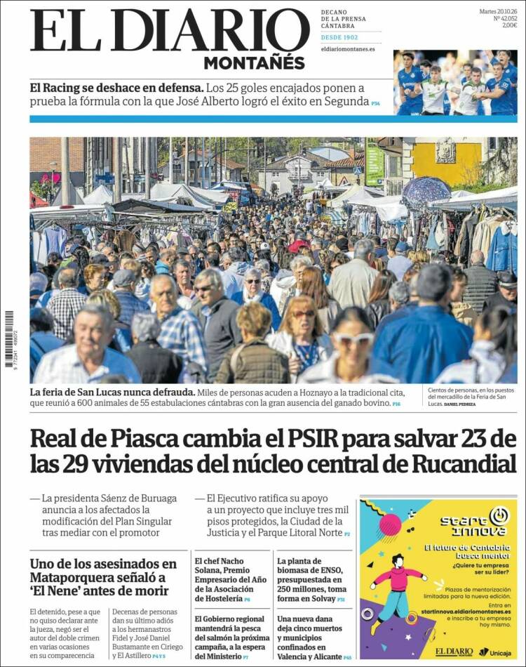 Portada de El Diario Montañés (Espa&ntilde;a)