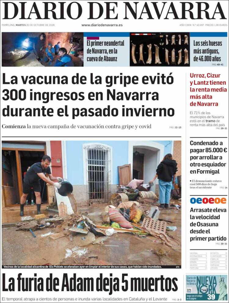 Portada de Diario de Navarra (Espa&ntilde;a)