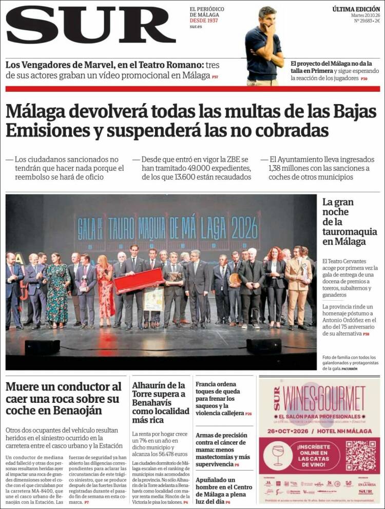 Portada de Diario el Sur (Espa&ntilde;a)