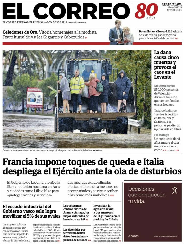 Portada de El Correo - Álava (Espa&ntilde;a)