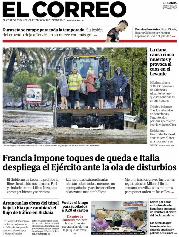 Portada de El Correo - Guipuzcoa (Espa&ntilde;a)
