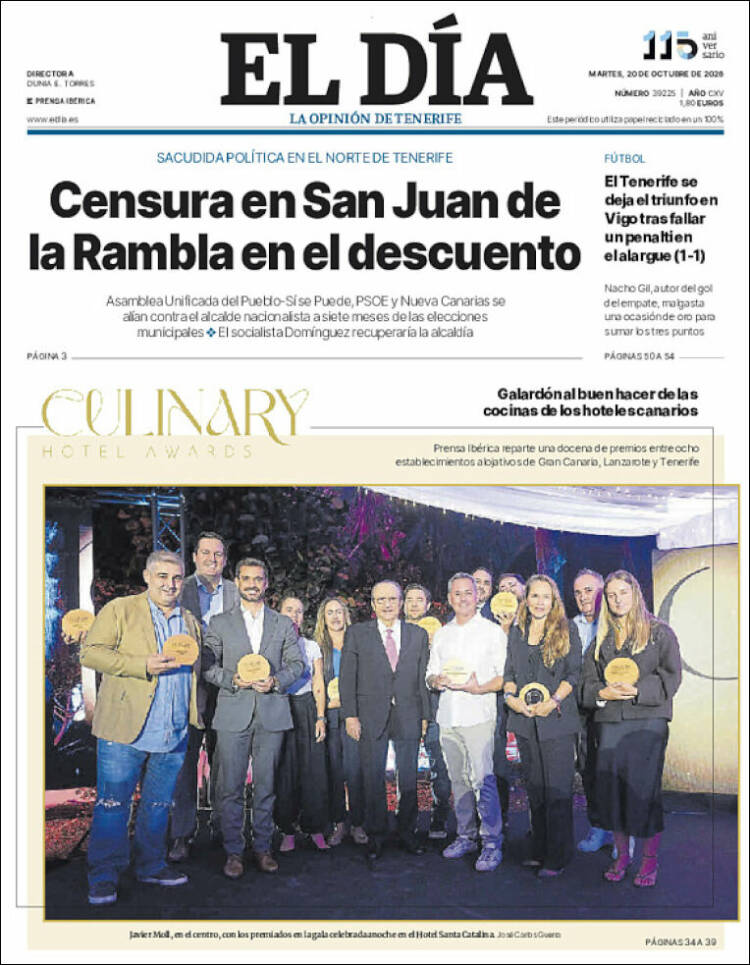 Portada de El Día (Espa&ntilde;a)
