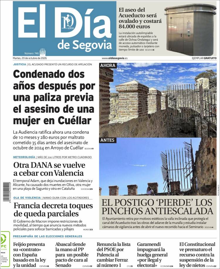 Portada de El Día de Segovia (Espa&ntilde;a)