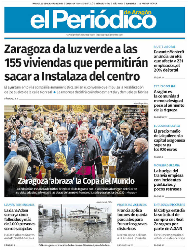 Portada de El Periódico de Aragón (Espa&ntilde;a)