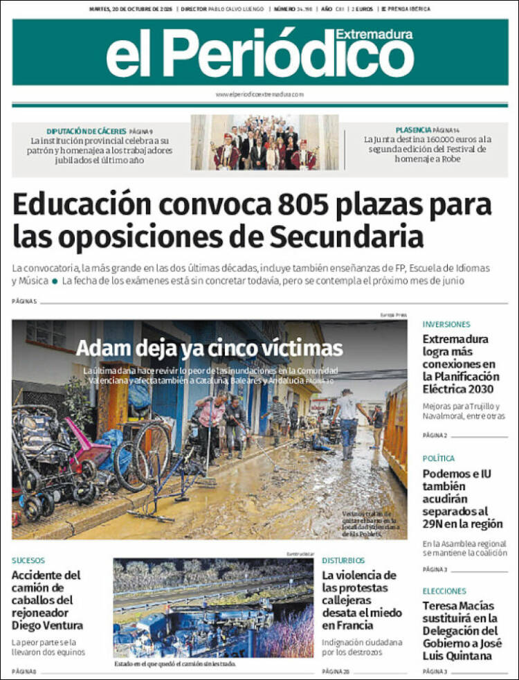 Portada de El Periódico de Extremadura (Espa&ntilde;a)