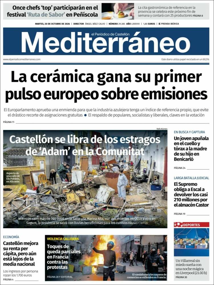 Portada de El Periódico Mediterraneo (Espa&ntilde;a)