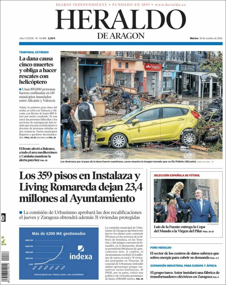 Portada de Heraldo de Aragón (Espa&ntilde;a)
