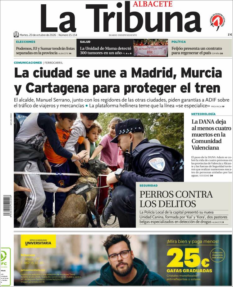 Portada de La Tribuna de Albacete (Espa&ntilde;a)