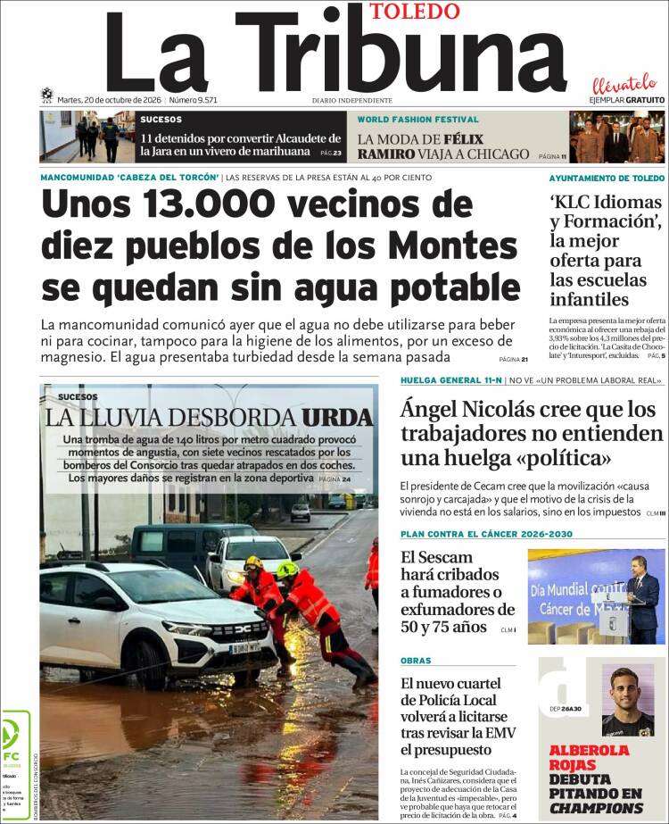 Portada de La Tribuna de Toledo (Espa&ntilde;a)