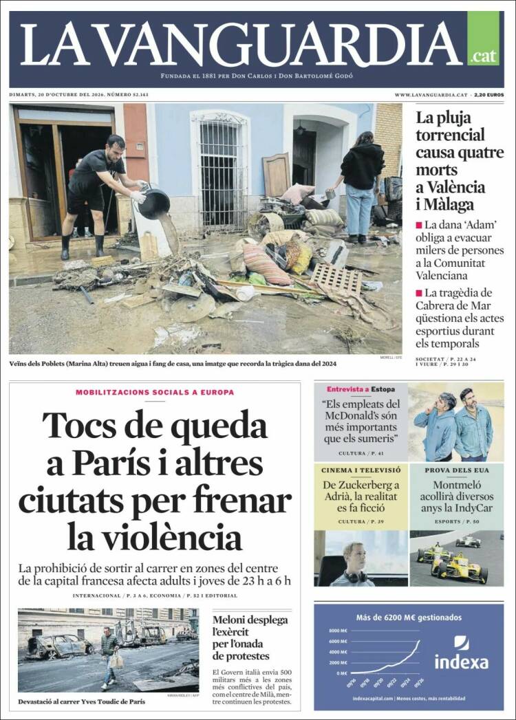 Portada de La Vanguardia (Espa&ntilde;a)