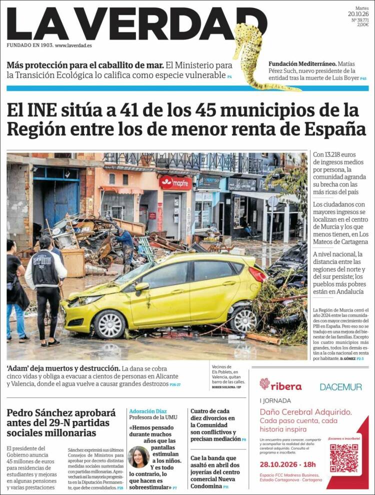 Portada de La Verdad de Murcia (Espa&ntilde;a)