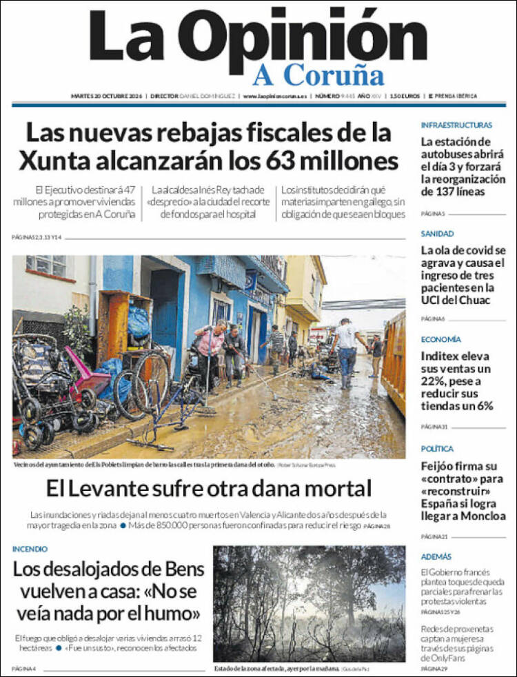 Portada de La Opinión de A Coruña (Espa&ntilde;a)