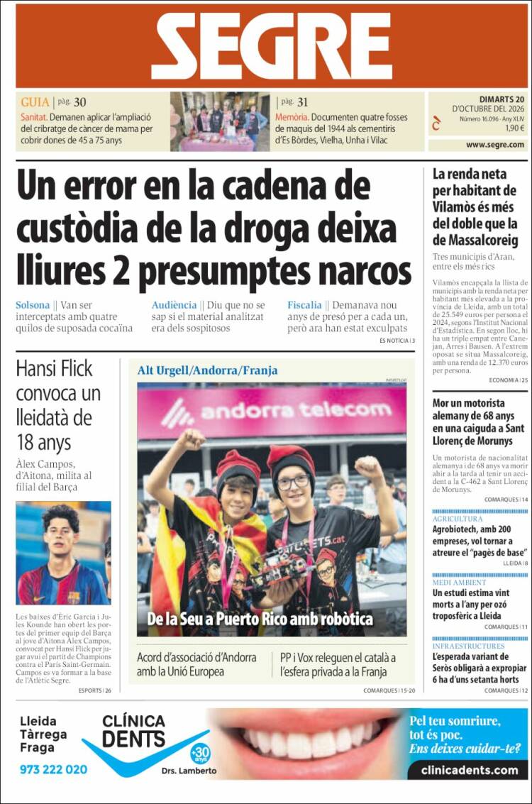 Portada de Segre (Espa&ntilde;a)