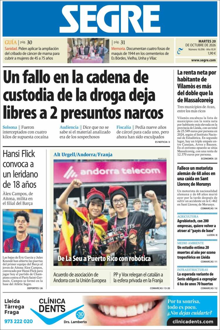 Portada de Segre  (Espa&ntilde;a)