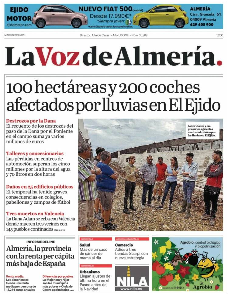 Portada de La Voz de Almería (Espa&ntilde;a)