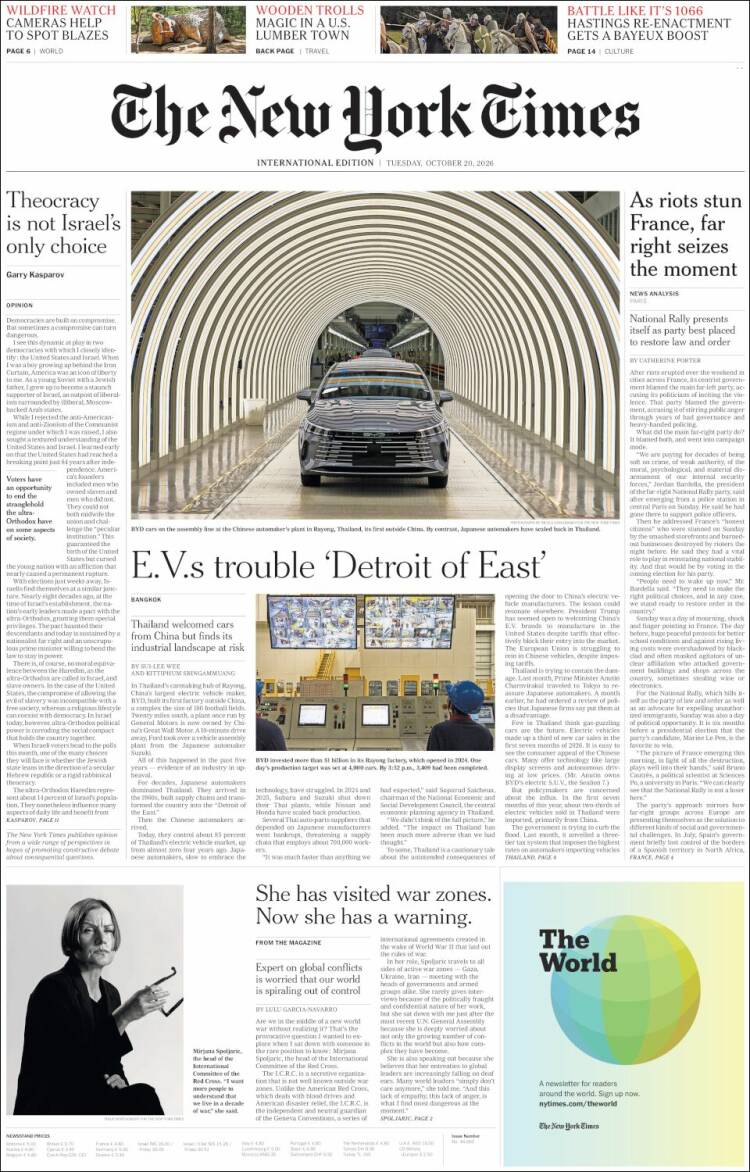 Portada de International New York Times (Europa)