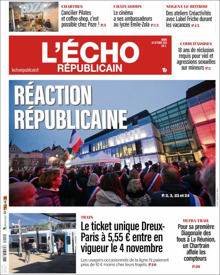 Portada de L'Echo Républicain (Francia)