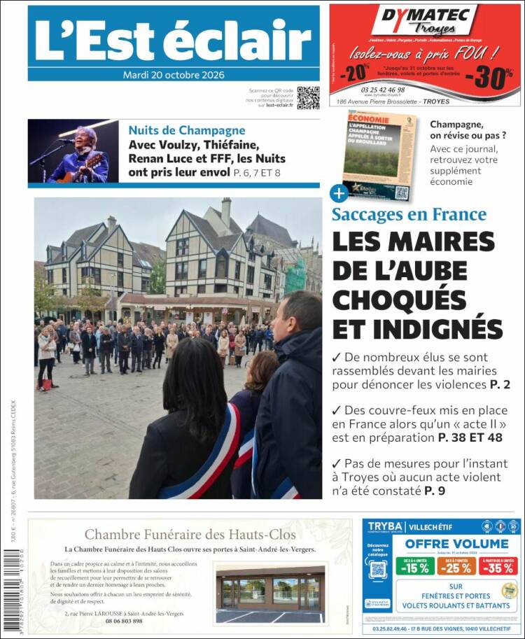 Portada de L'Est Eclair (Francia)