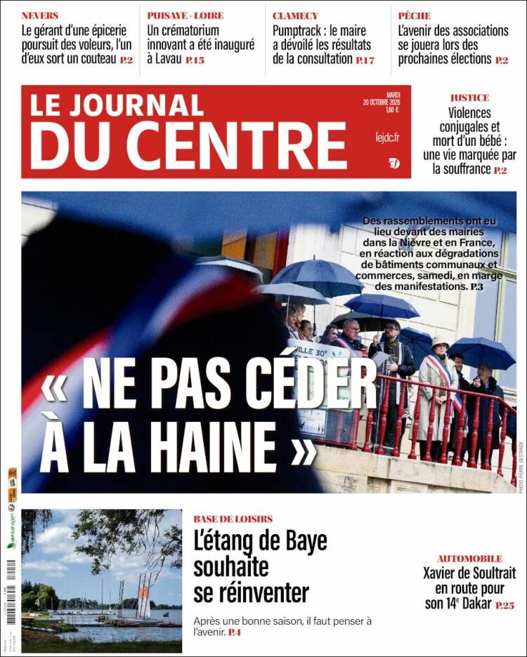 Portada de Le Journal du Centre (Francia)