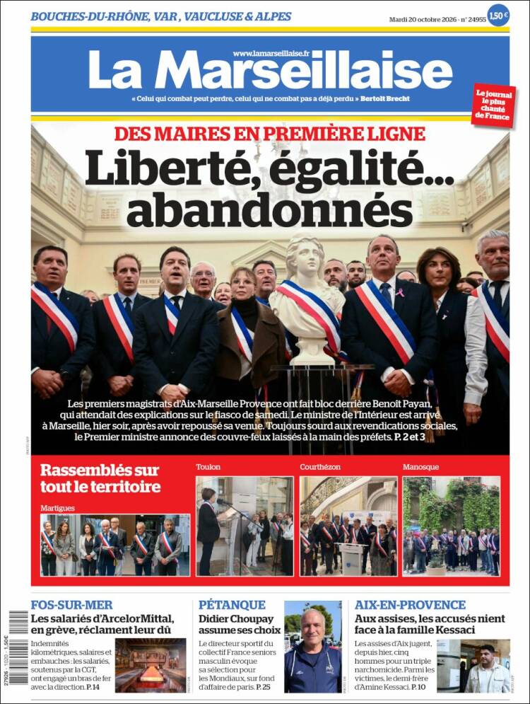 Portada de La Marseillaise (Francia)