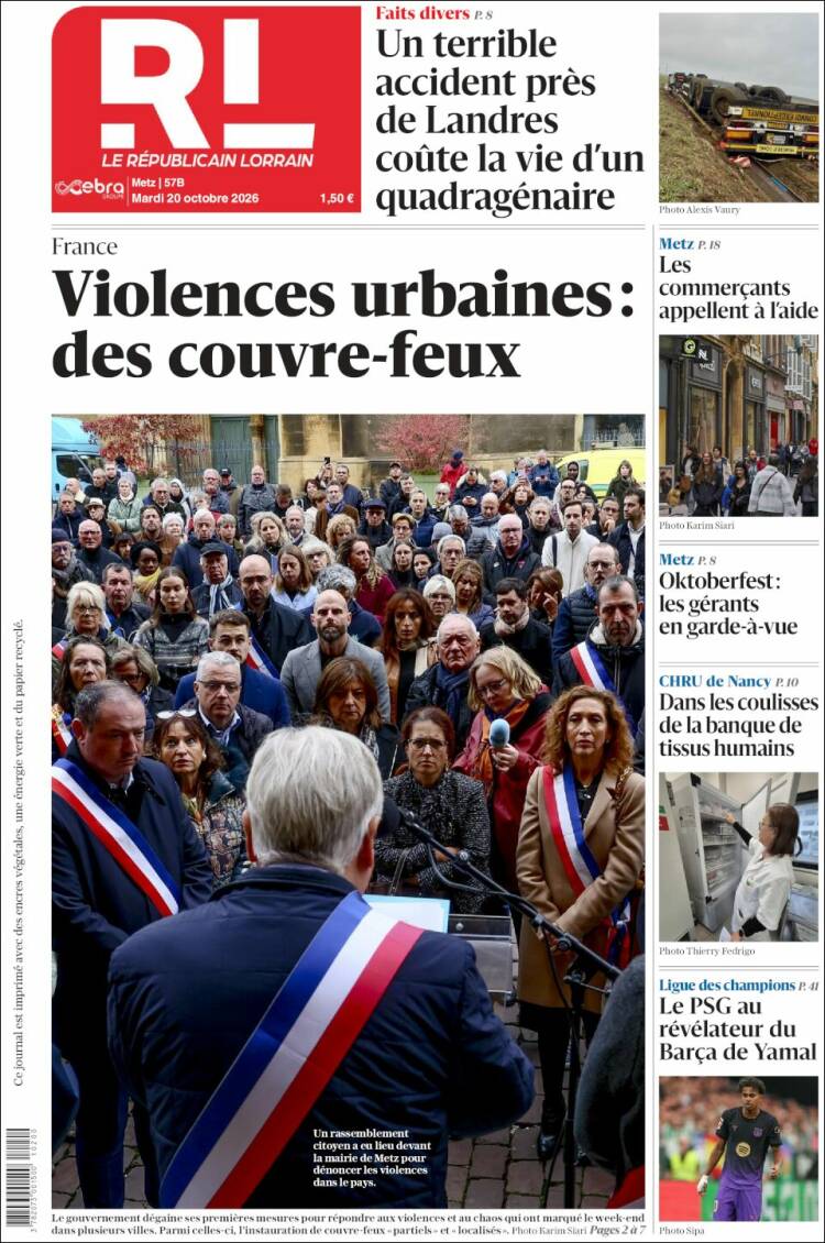 Portada de Le Republicain Lorrain (Francia)