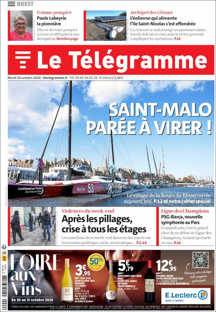 Portada de Télégramme (Francia)