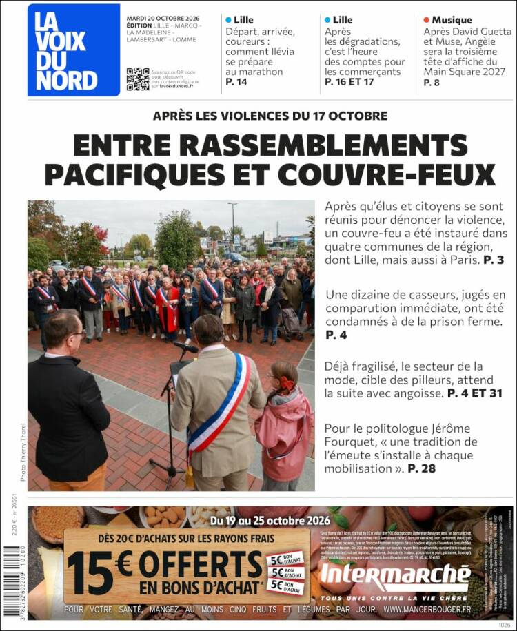 Portada de La Voix du Nord (Francia)