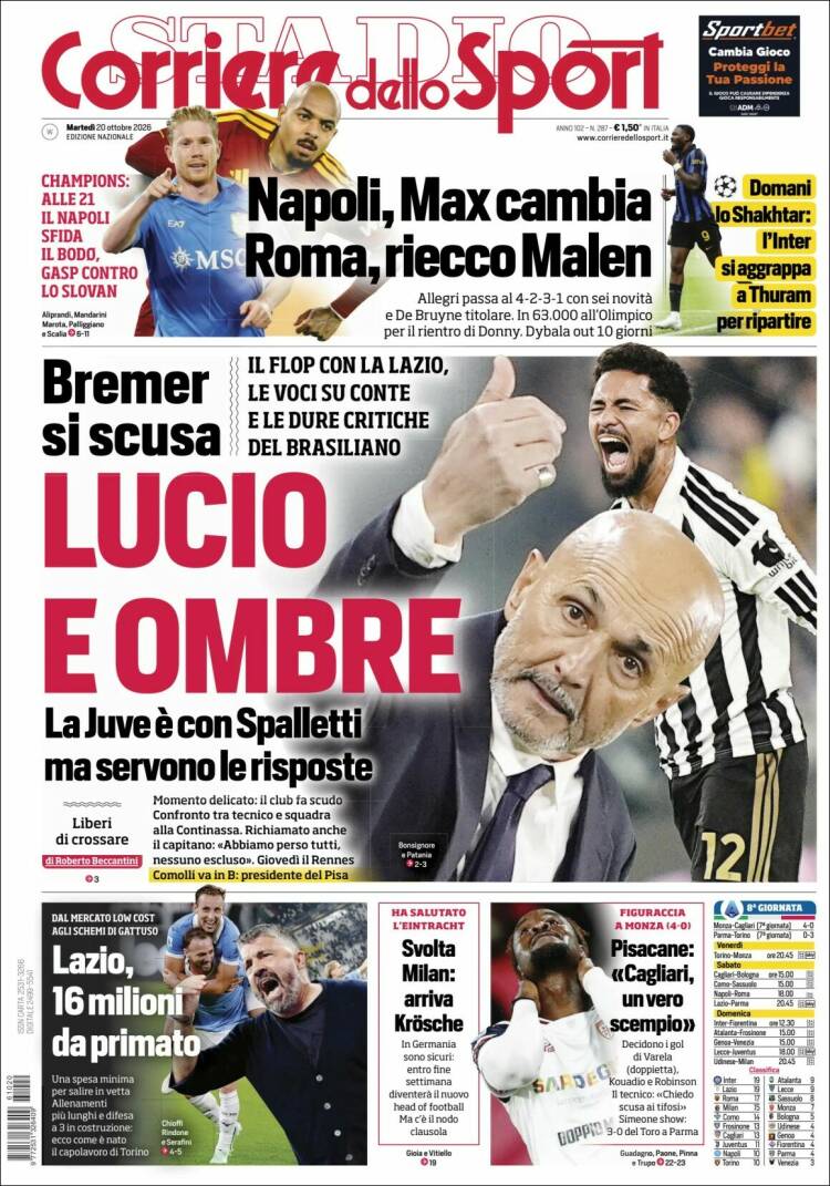 Portada de Corriere dello Sport (Italia)