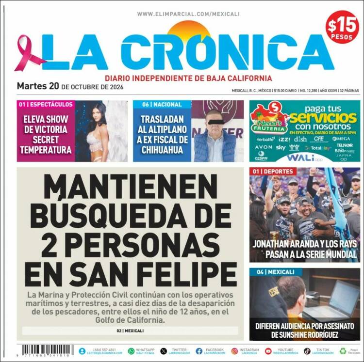 Portada de La Crónica de Baja California (M&eacute;xico)