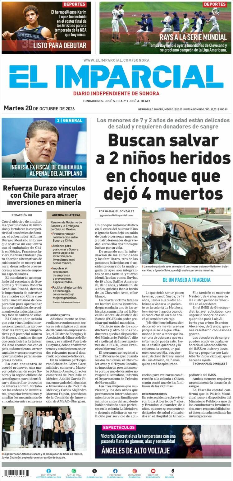 Portada de El Imparcial (M&eacute;xico)