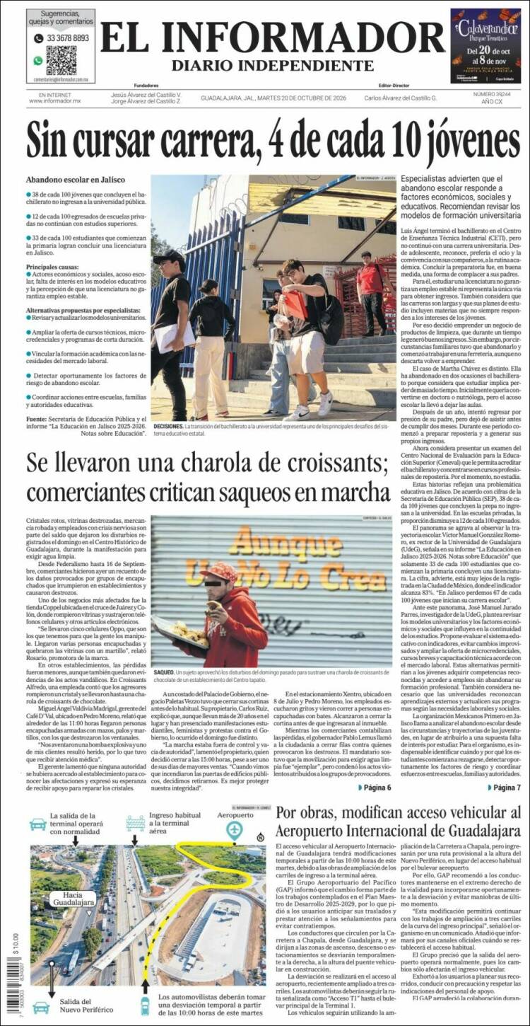 Portada de El Informador (M&eacute;xico)