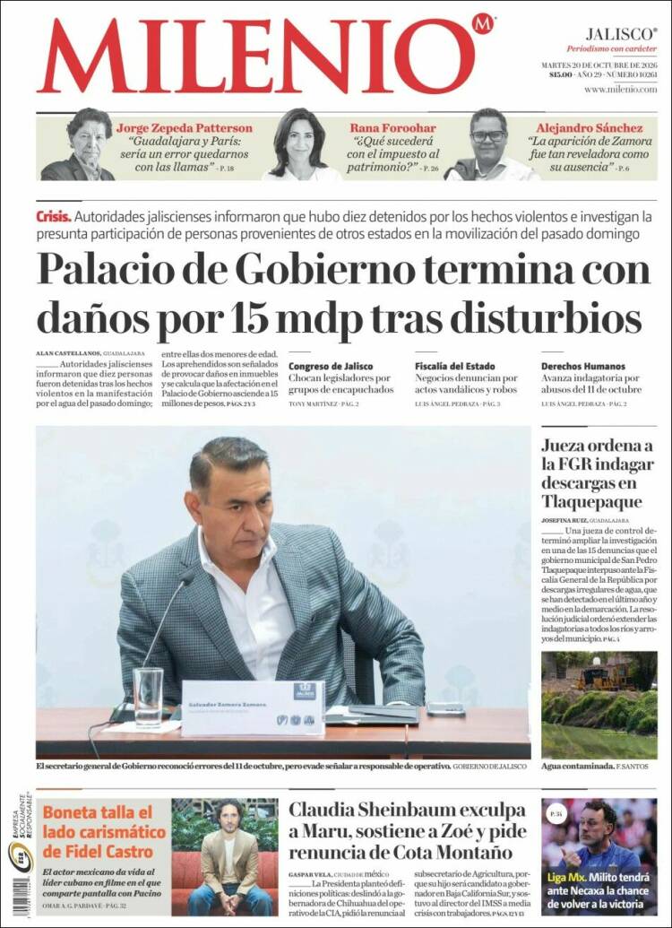 Portada de Milenio - Jalisco (M&eacute;xico)