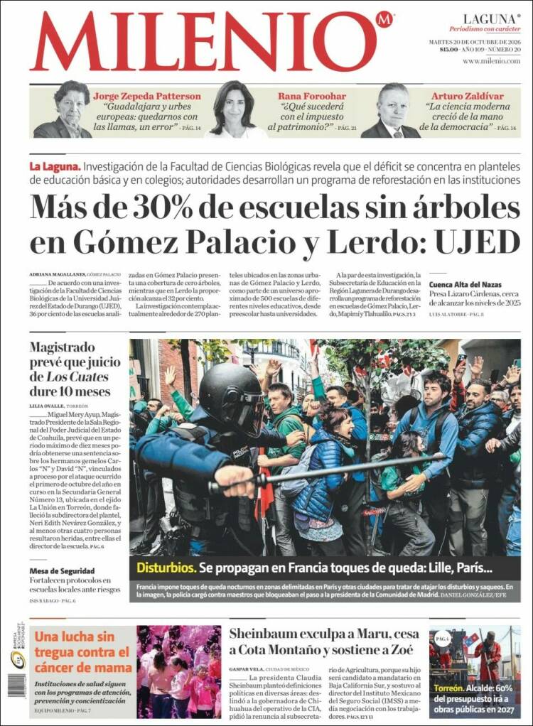 Portada de Milenio - Laguna (M&eacute;xico)