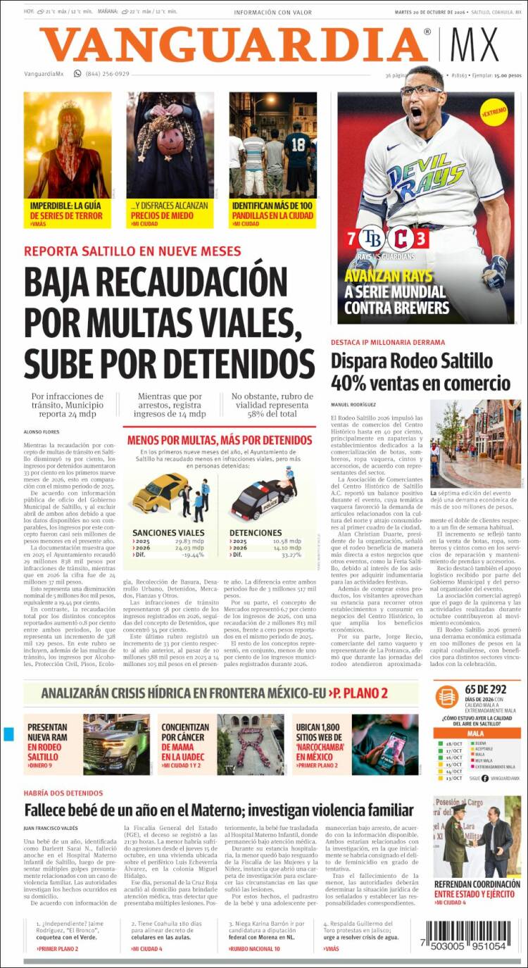 Portada de Vanguardia (M&eacute;xico)