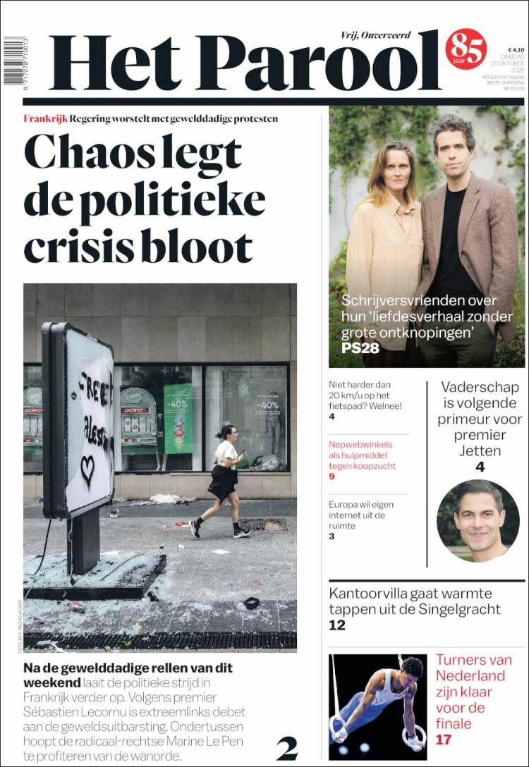 Portada de Het Parool (Pa&iacute;ses Bajos)