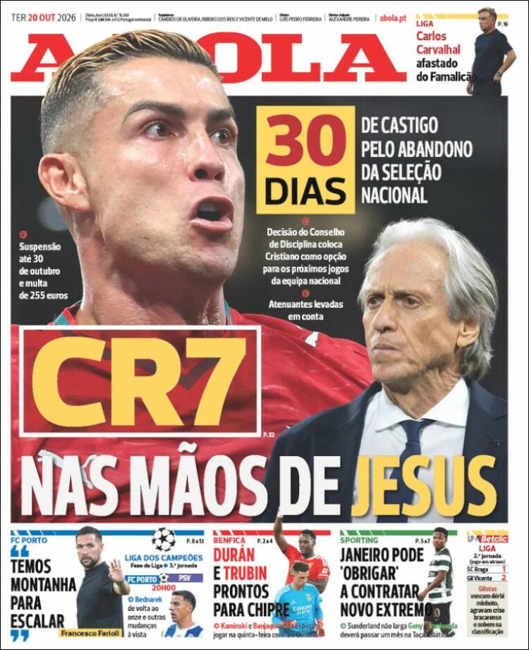 Portada de A Bola (Portugal)