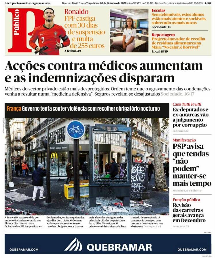 Portada de Público (Portugal)