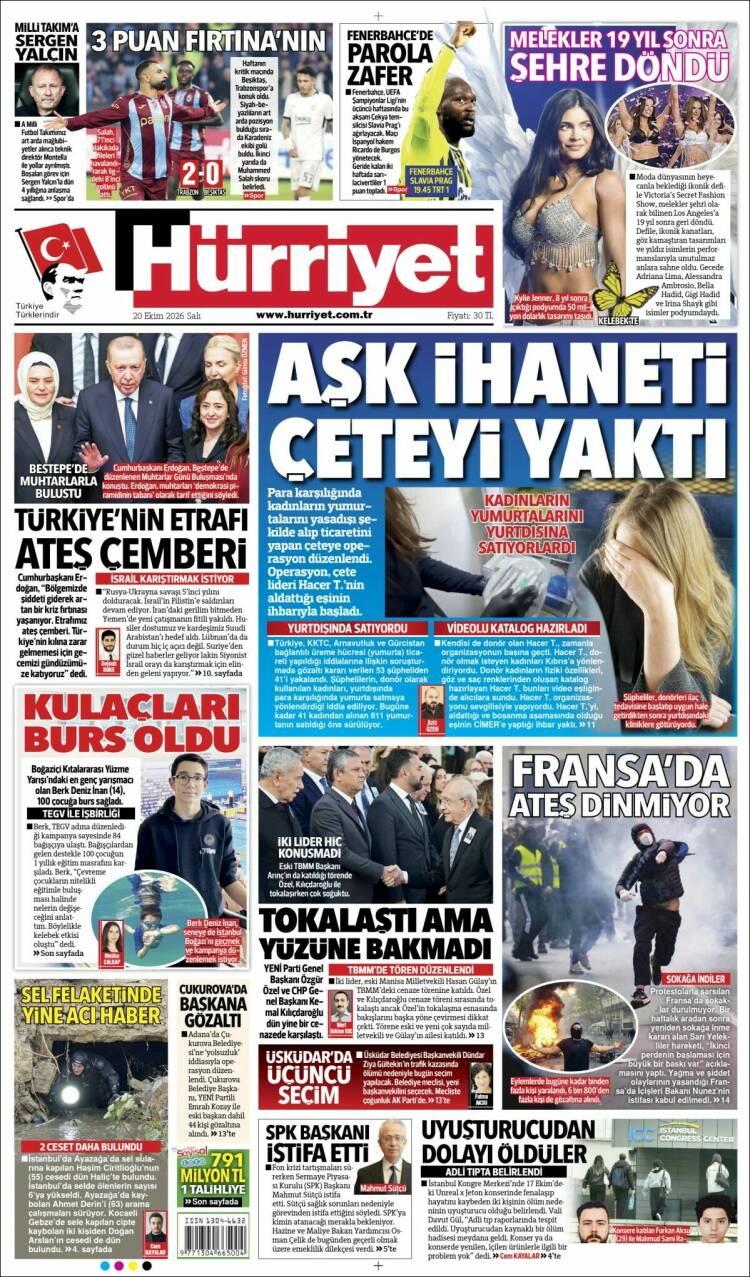Portada de Hürriyet (Turqu&iacute;a)