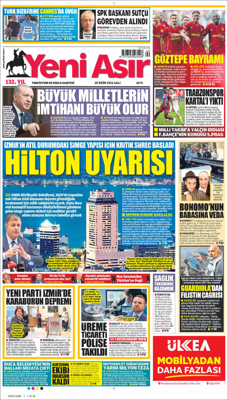 Portada de Yeni Asır (Turqu&iacute;a)