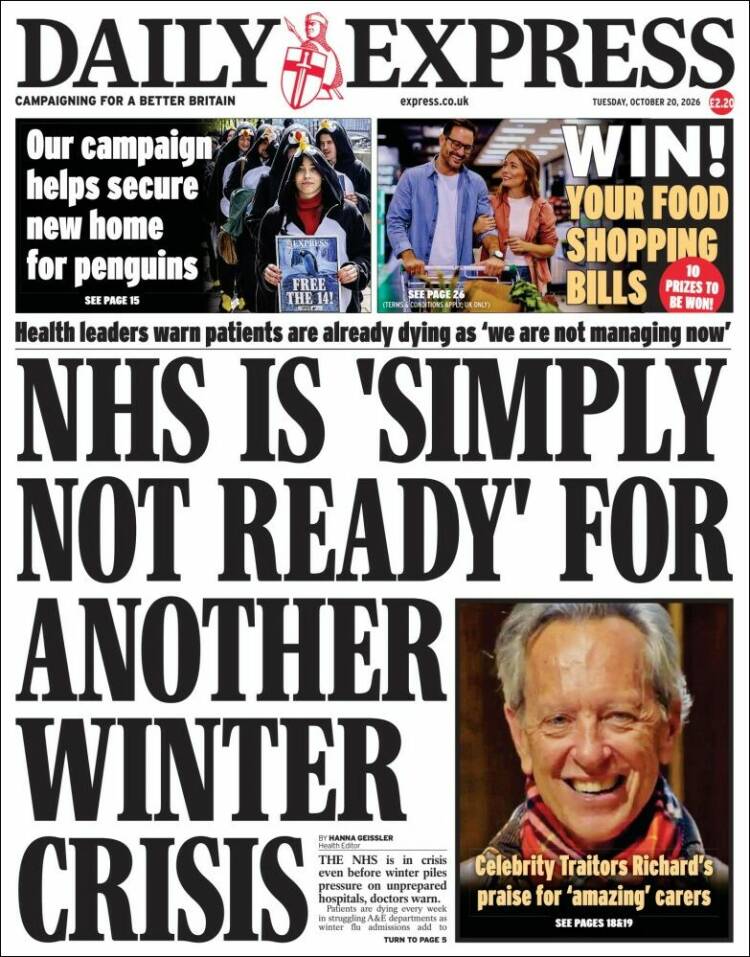 Portada de Daily Express (Reino Unido)