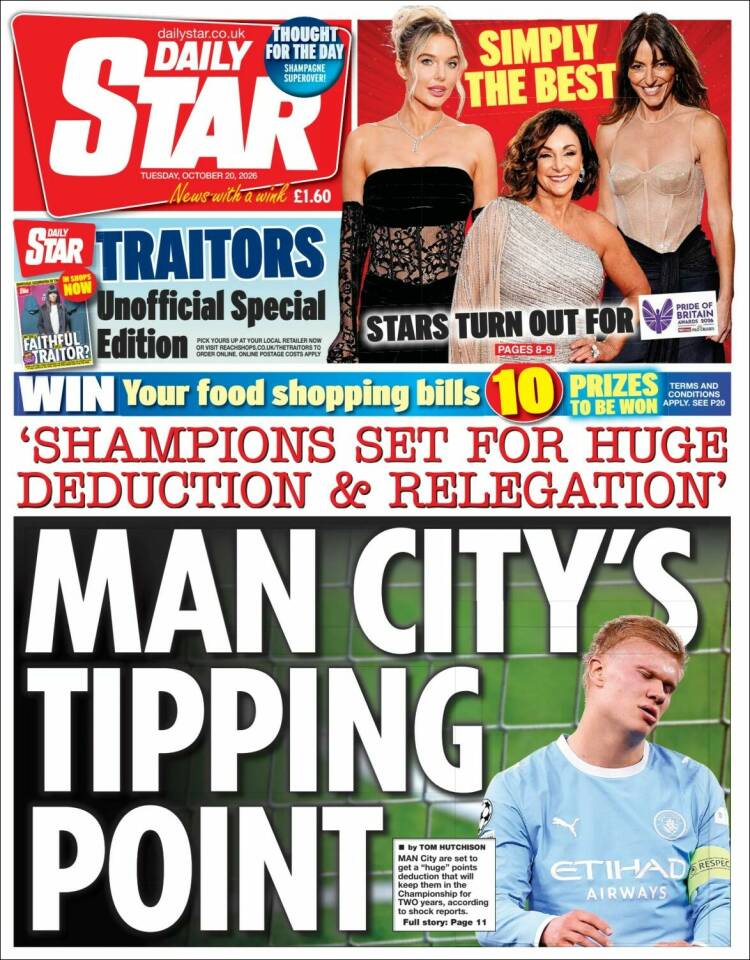 Portada de Daily Star (Reino Unido)